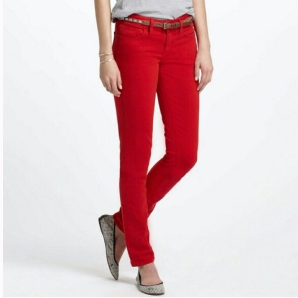 ANTHROPOLOGIE Pilcro Stet Slim Ankle Jeans Red